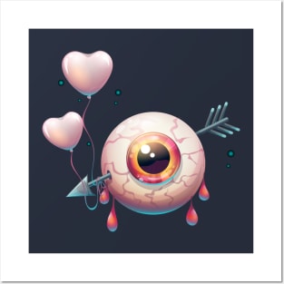 Pierced eye with arrow heart Posters and Art